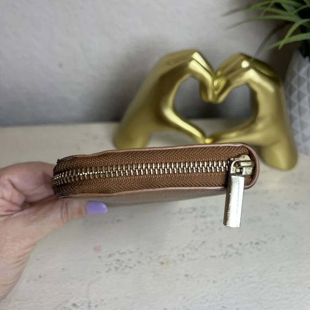 Tory Burch Zip Around Cognac Brown Long Wallet Leather Brown Woman’s Classic
